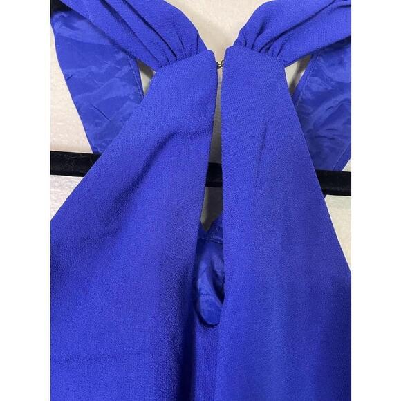 Trina Turk Women’s Dress Medium Verge Shift Bow tie Halter Dress Blue Lined - Picture 10 of 14